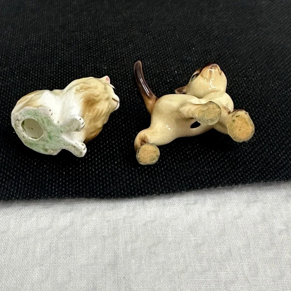 Lot 2 Bone China Ceramic Persian Cat Siamese Hagan Renaker Figurine‎ Miniature
